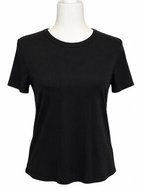 Veronica Beard Jeans Lauren High Low Crew Neck Tee Black Small NWT